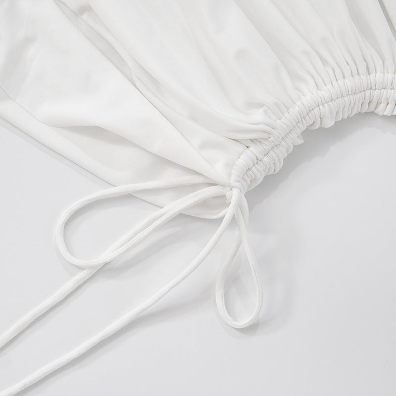 Sleeveless Drawstring Pleated Dress