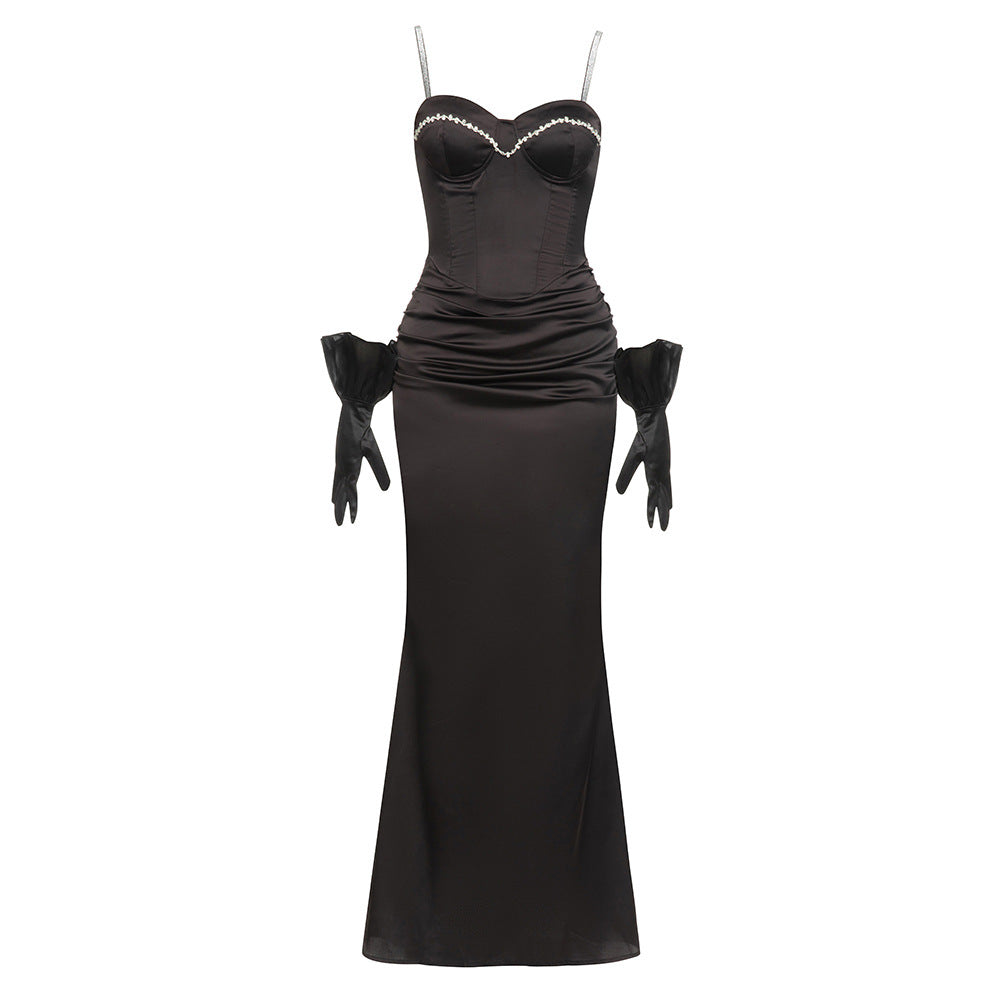 Tube Top Fishtail Dress with Gloves