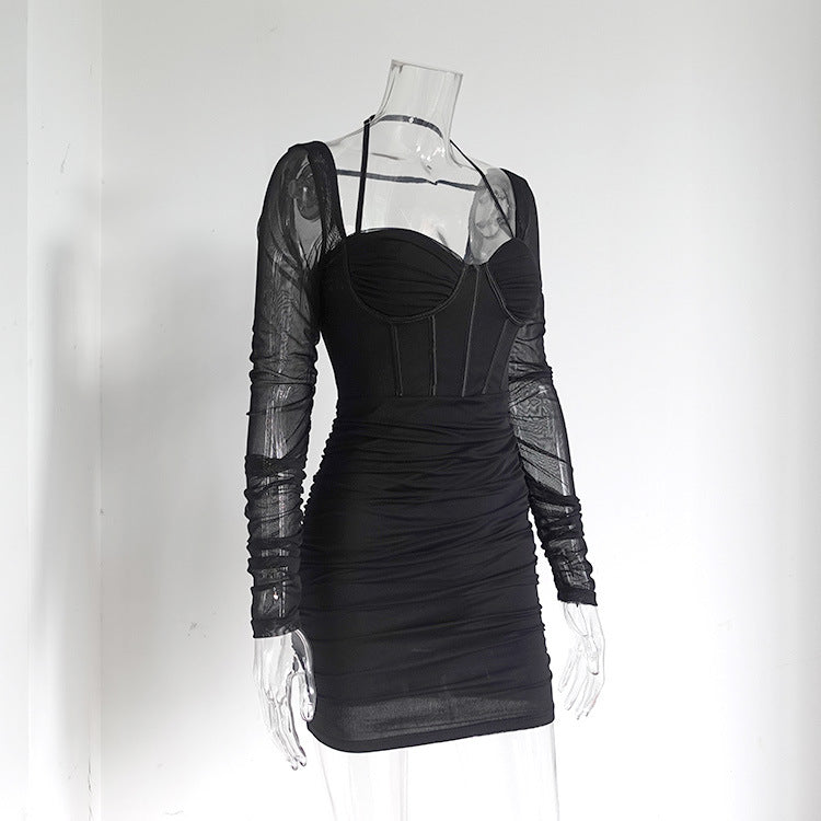 Boning Corset Long Sleeve Dress