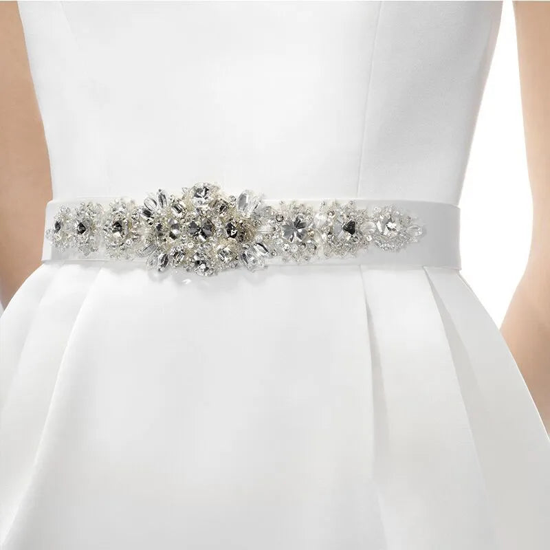 Satin Sweep Length Sleeveless Wedding Dress