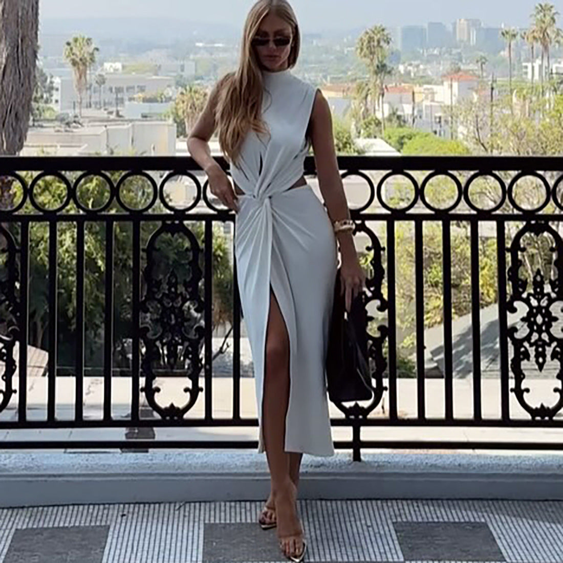 Women Irregular Hollow-Out Sleeveless Dress