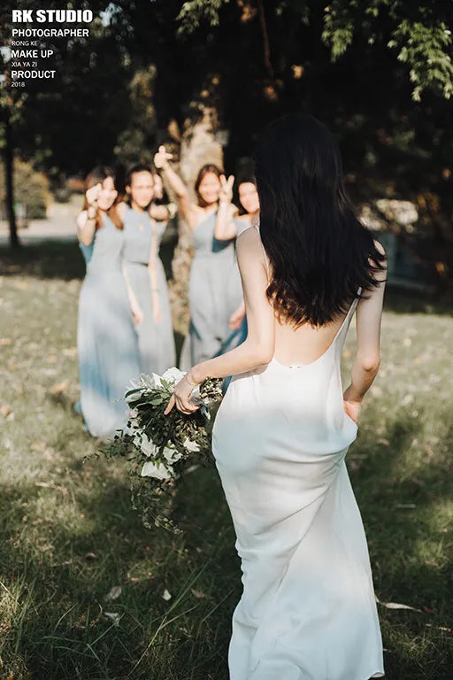 Sleeveless Backless Floor Length Wedding Dress