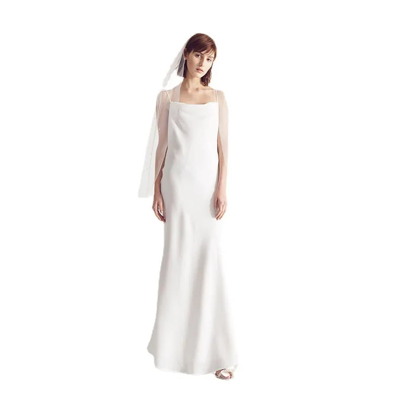 Sleeveless Backless Floor Length Wedding Dress